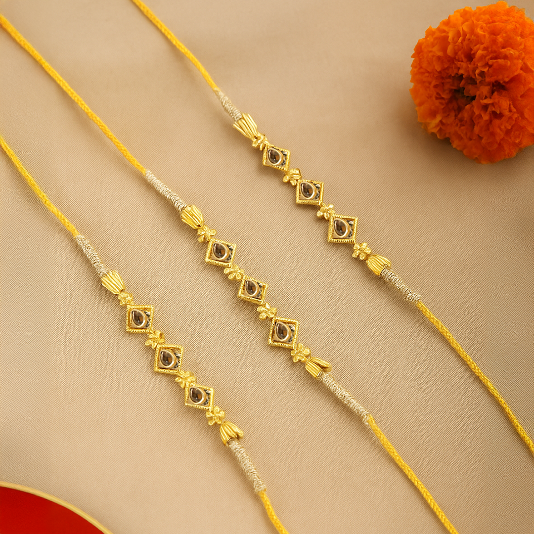 Gulbahar gold embellished rakhi for Men (set of 3)