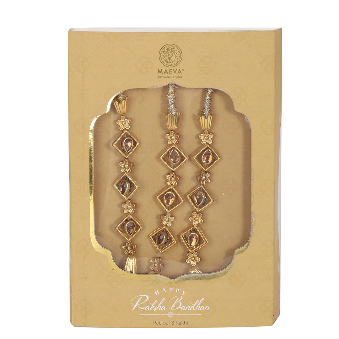 Gulbahar gold embellished rakhi for Men (set of 3)