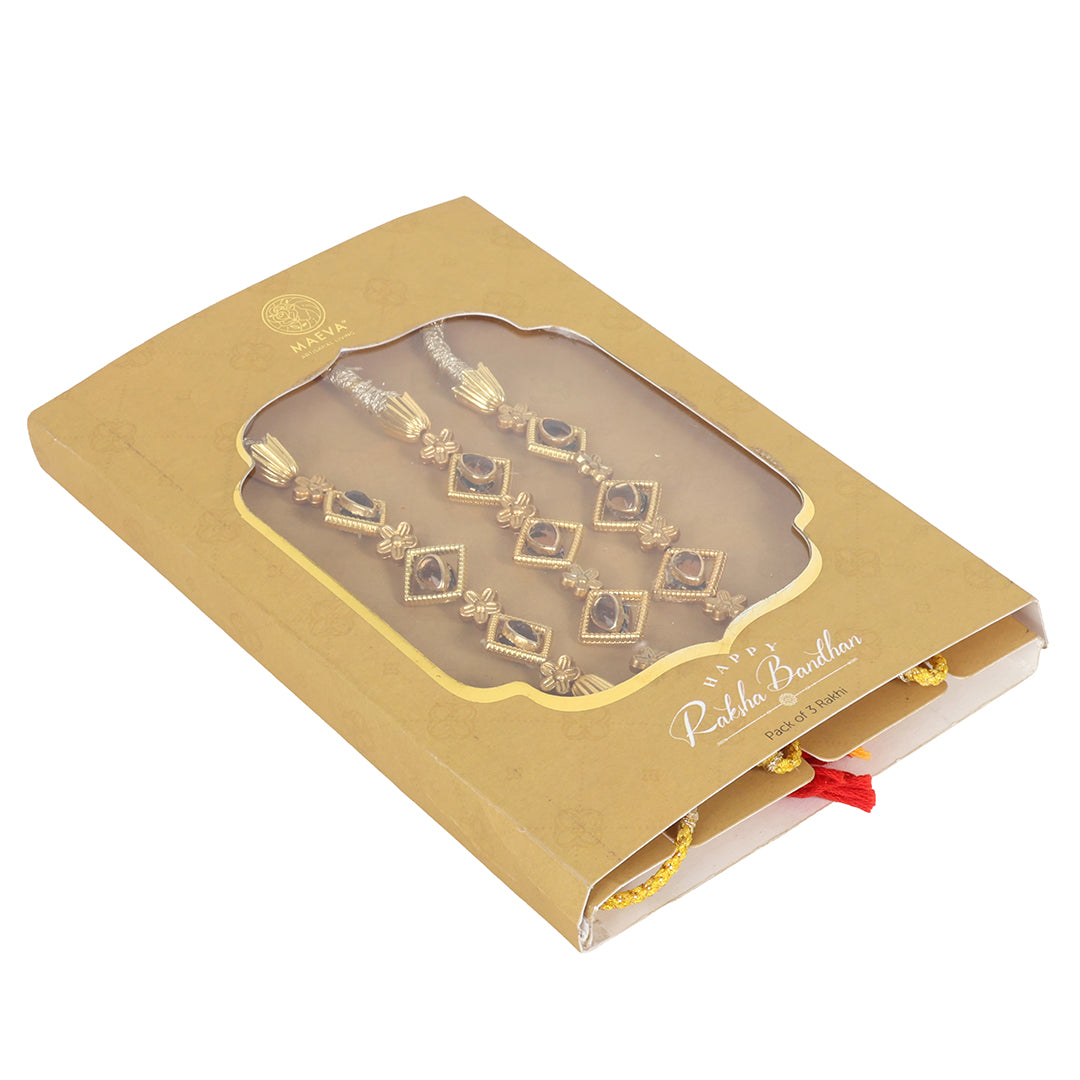 Gulbahar gold embellished rakhi for Men (set of 3)