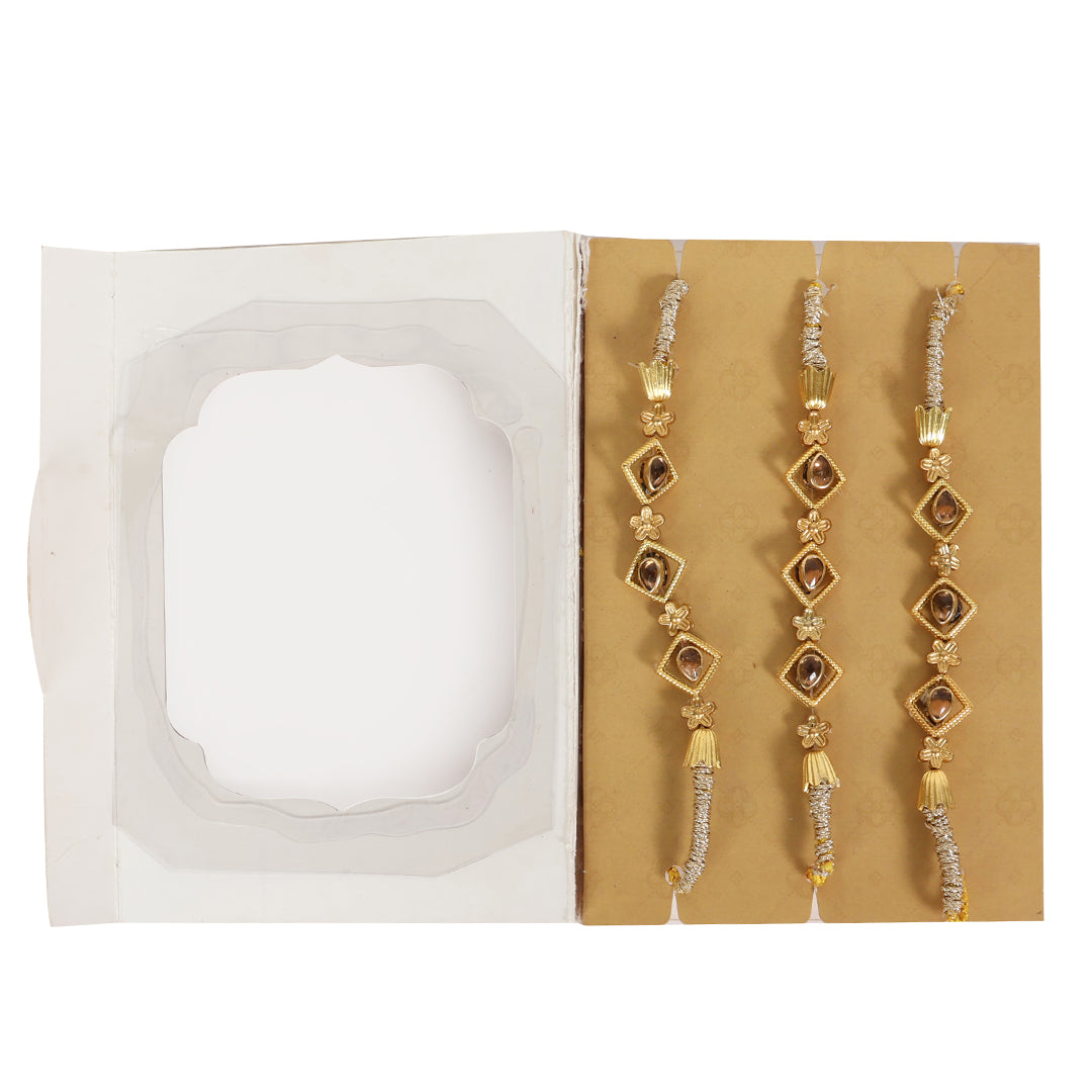 Gulbahar gold embellished rakhi for Men (set of 3)