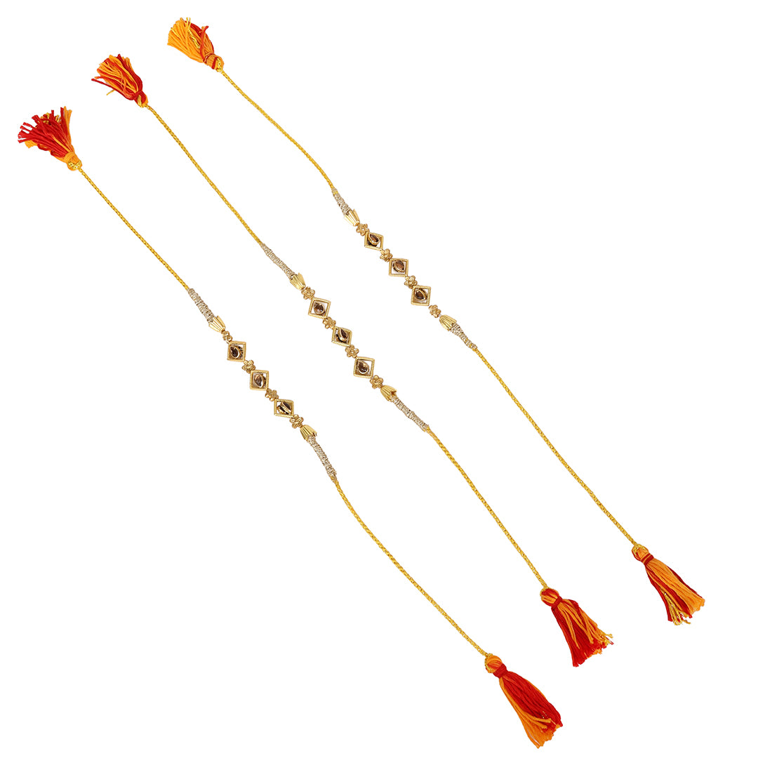 Gulbahar gold embellished rakhi for Men (set of 3)