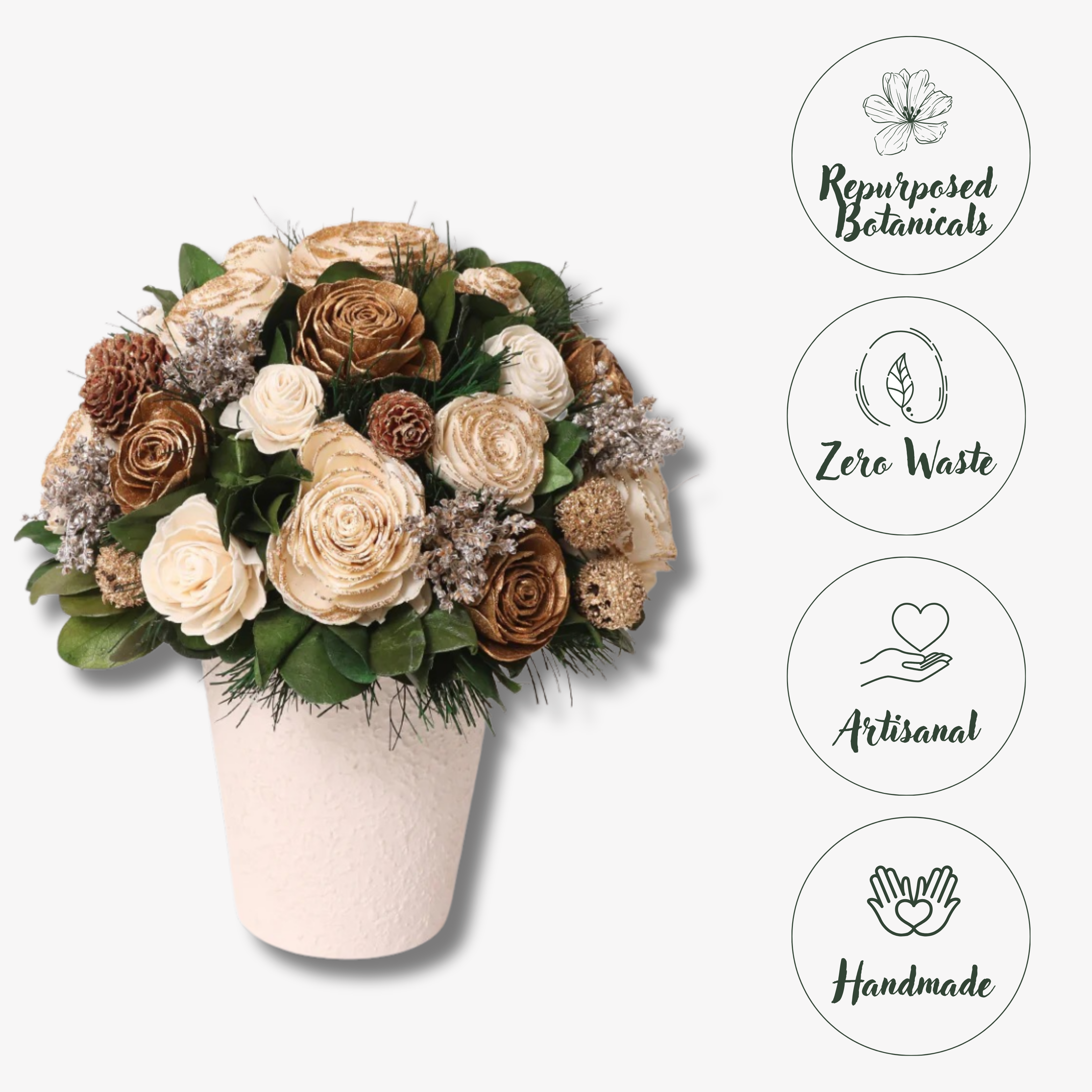 Beige & Gold Flower Pot