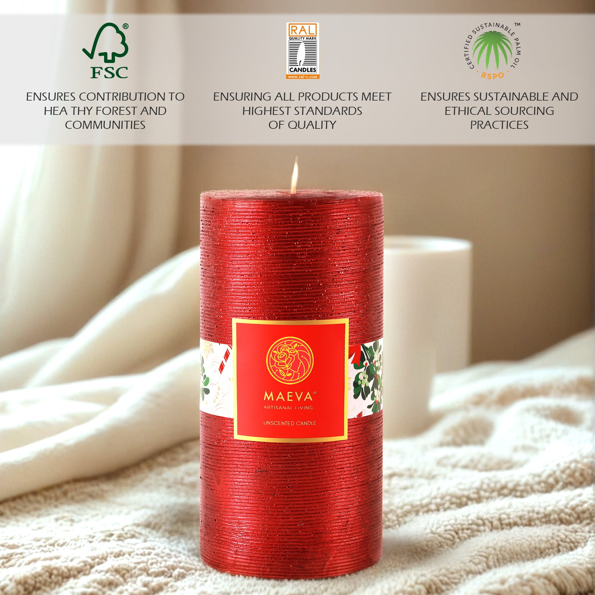 Christmas Red Pillar Candle