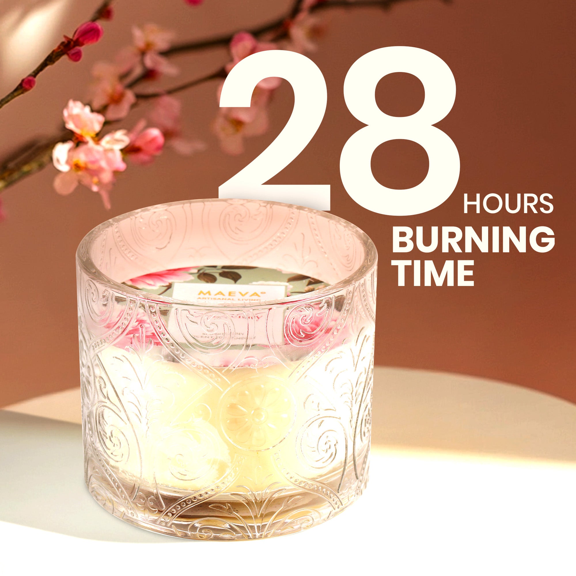 Scented Serenity Hollywood Embossed Glass 2-Wick Candle