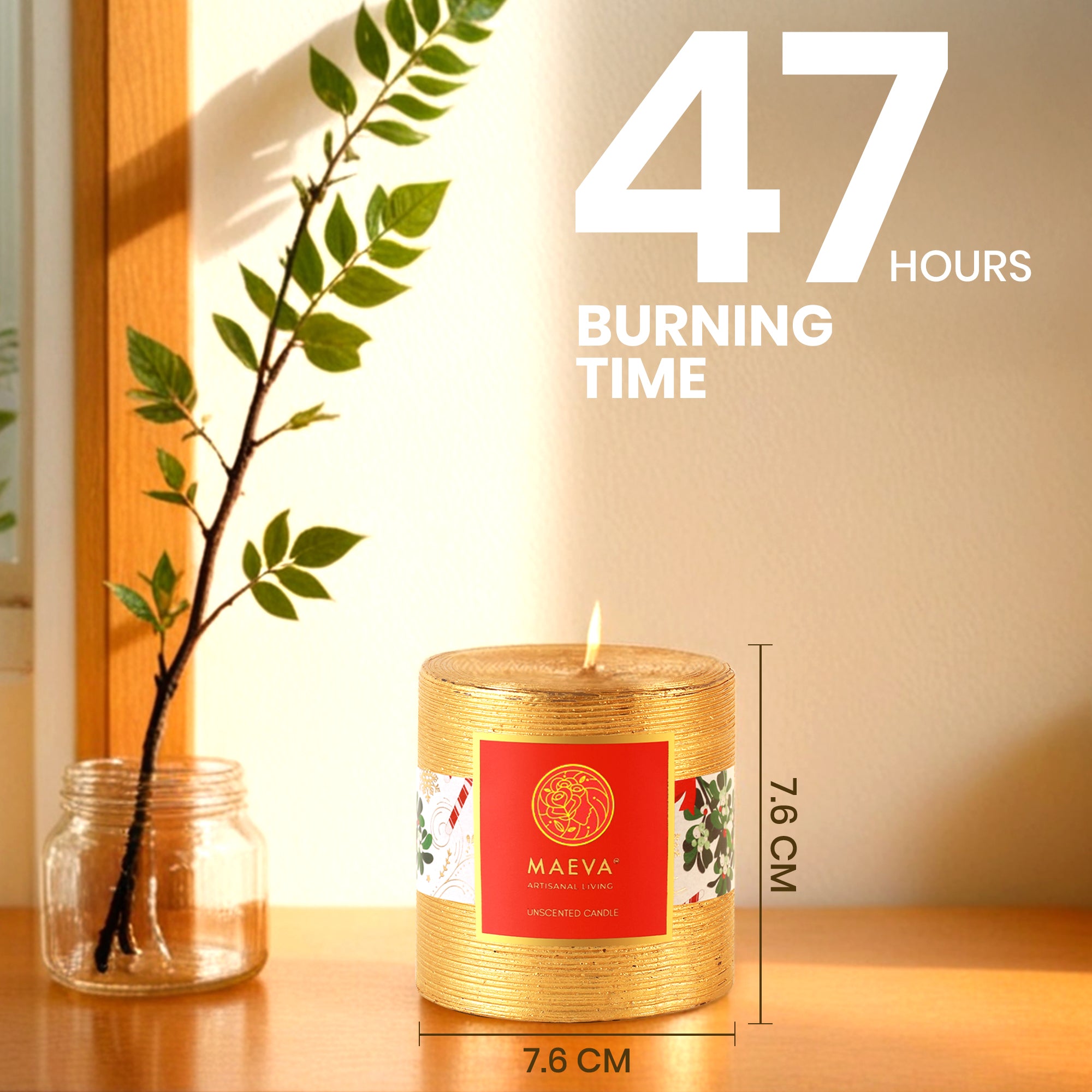 Golden Christmas Pillar Candle