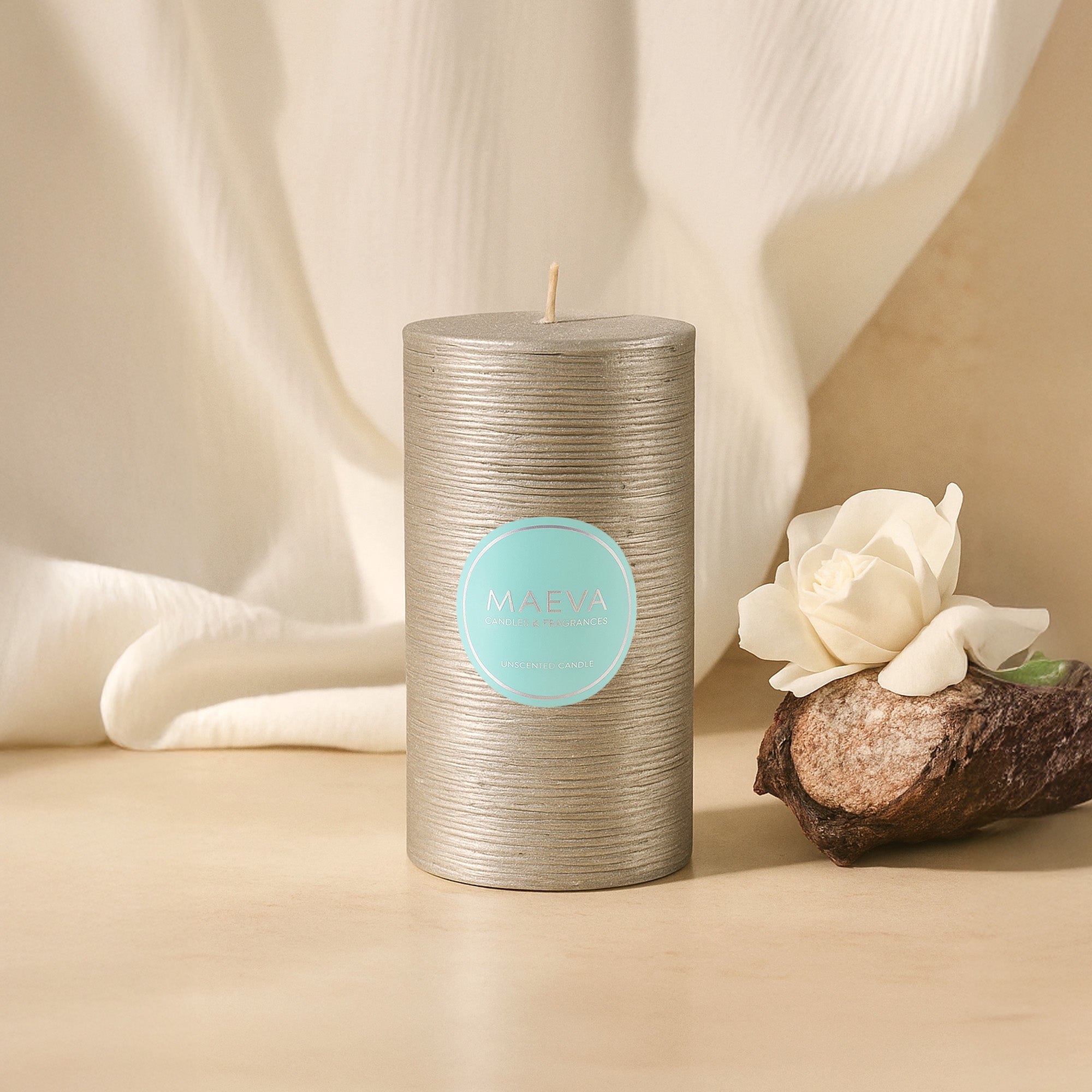 Wedding Flitter Pillar Candle - Silver