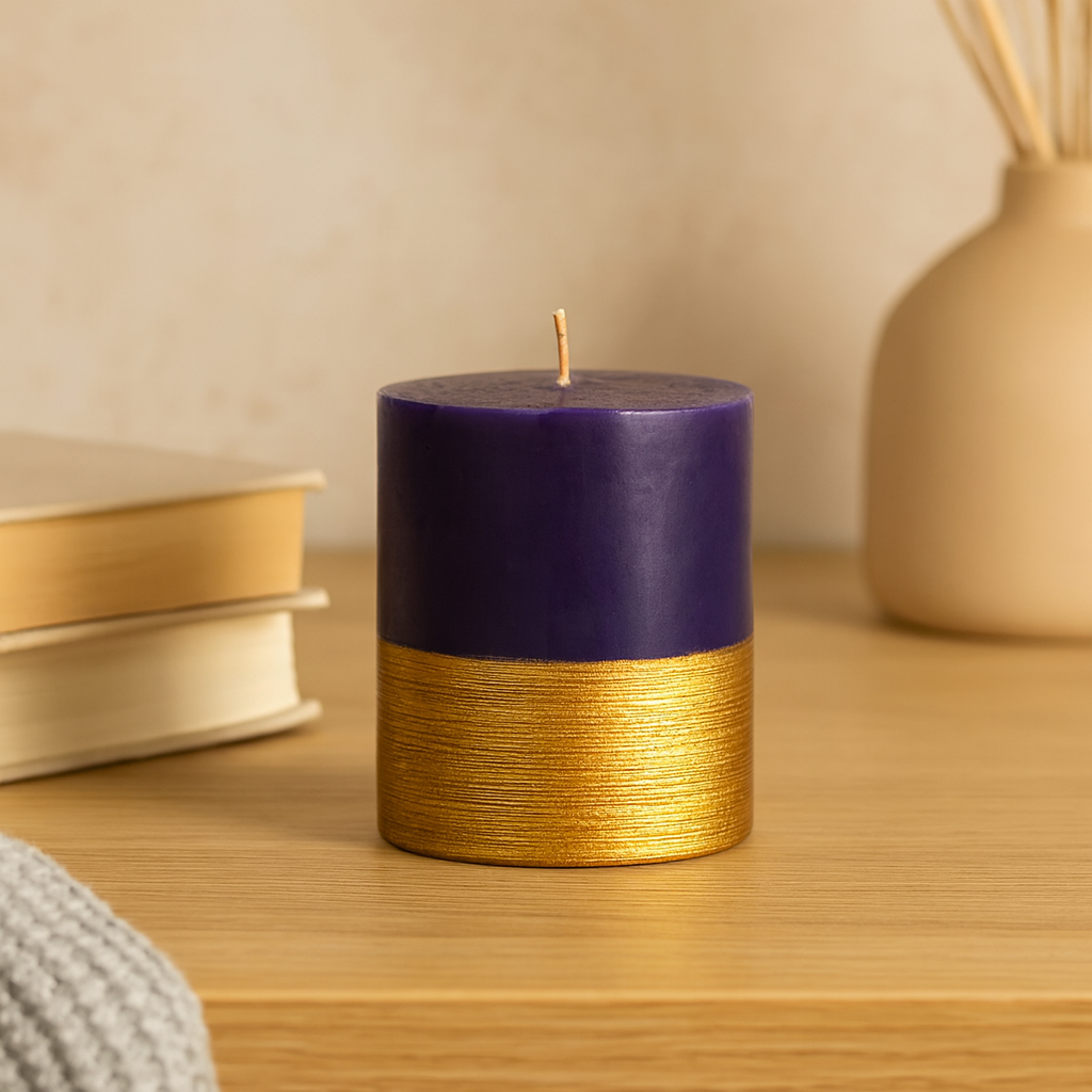 Nalini Purple Pillar Candle - S