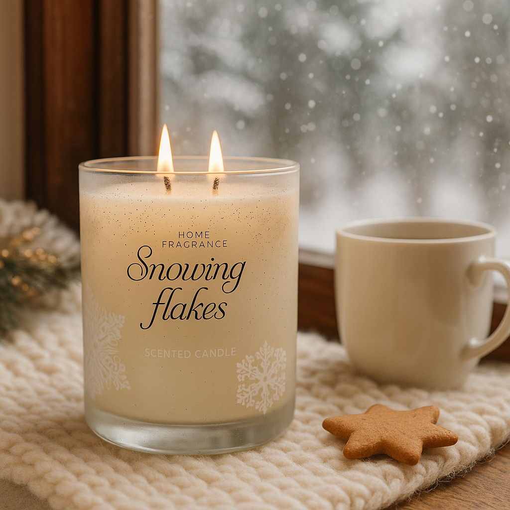 Silver Snow Flake Candle