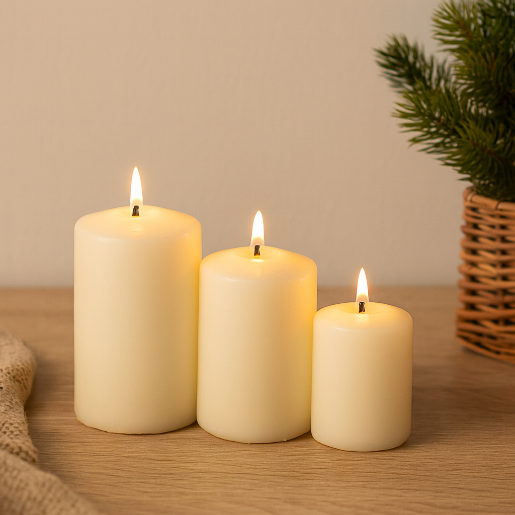 Ivory Pillar Candle - Set of 3(BOGO)