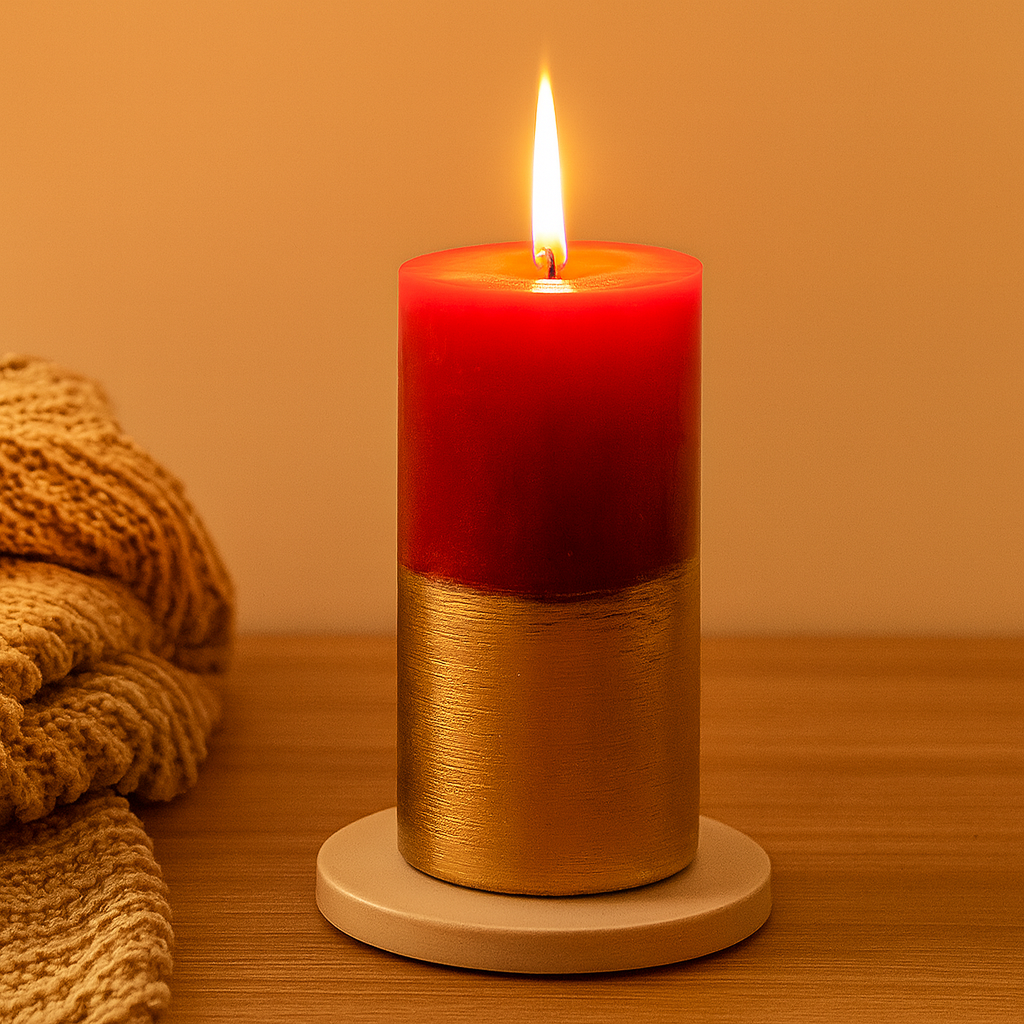 Nalini Red Pillar Candle - L