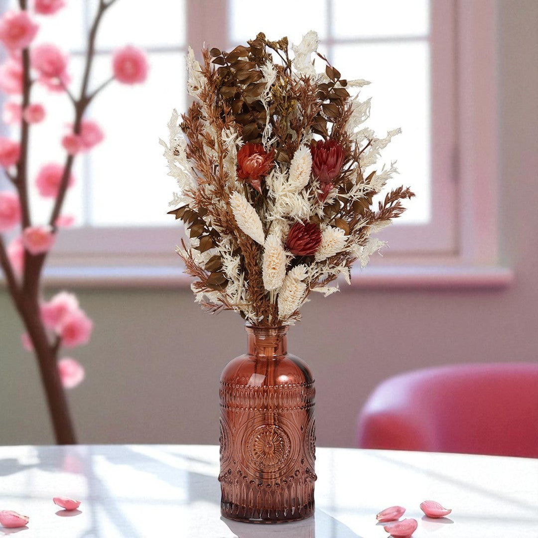 Cocoa Embossed Flower Vase