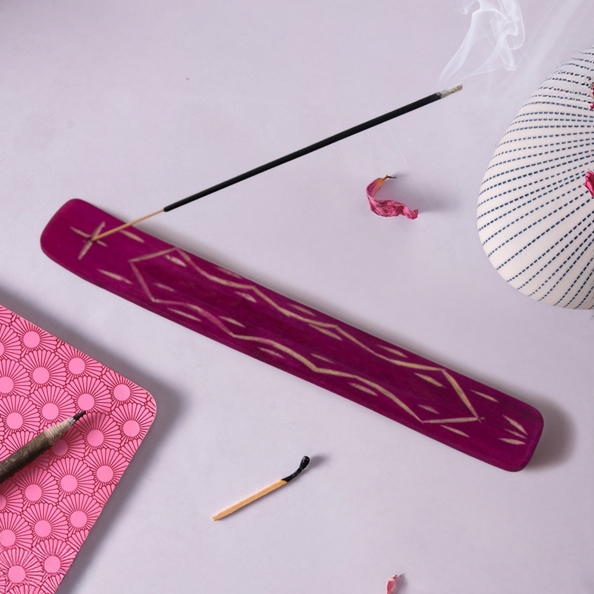 Pink Wooden Incense Holder