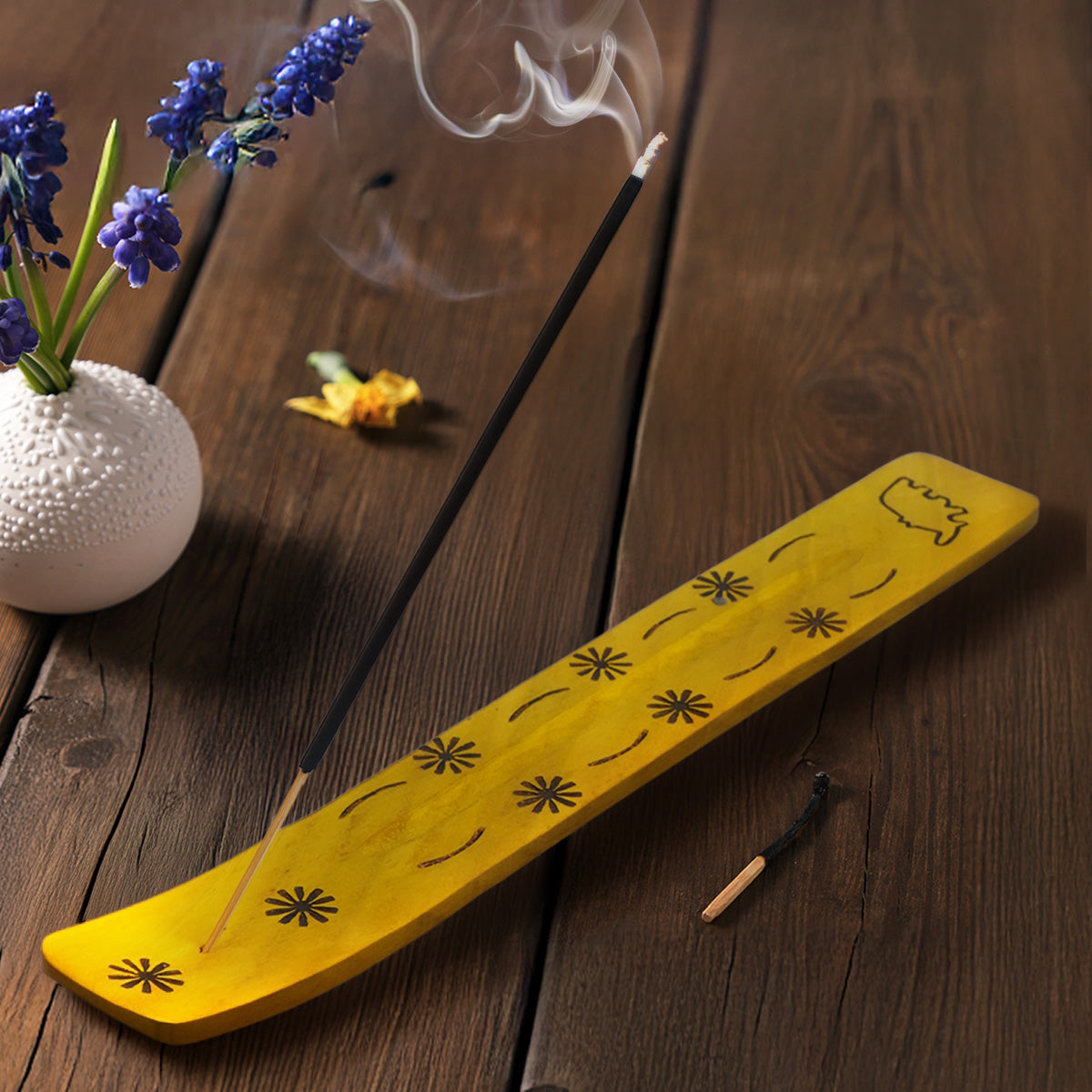 Yellow Wooden Incense Holder