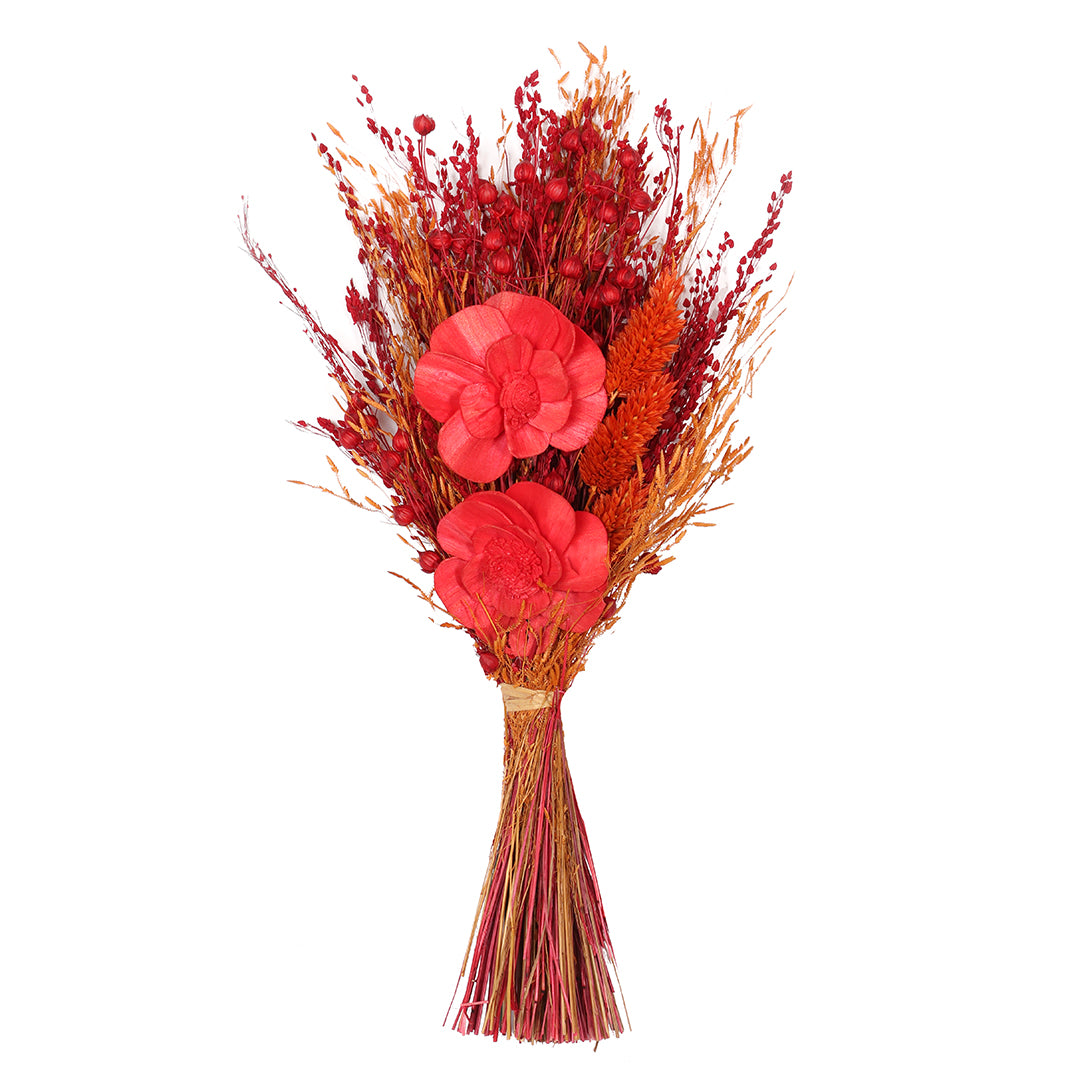 Crimson Blossom Round Flower Vase