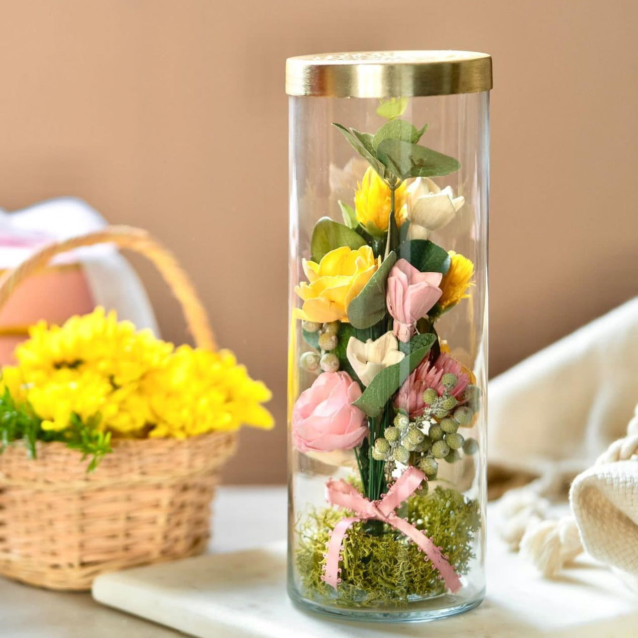 Glass Tube Floral Decor for Centerpiece | Beautiful Table Decor Items with Dried Flower Arrangements