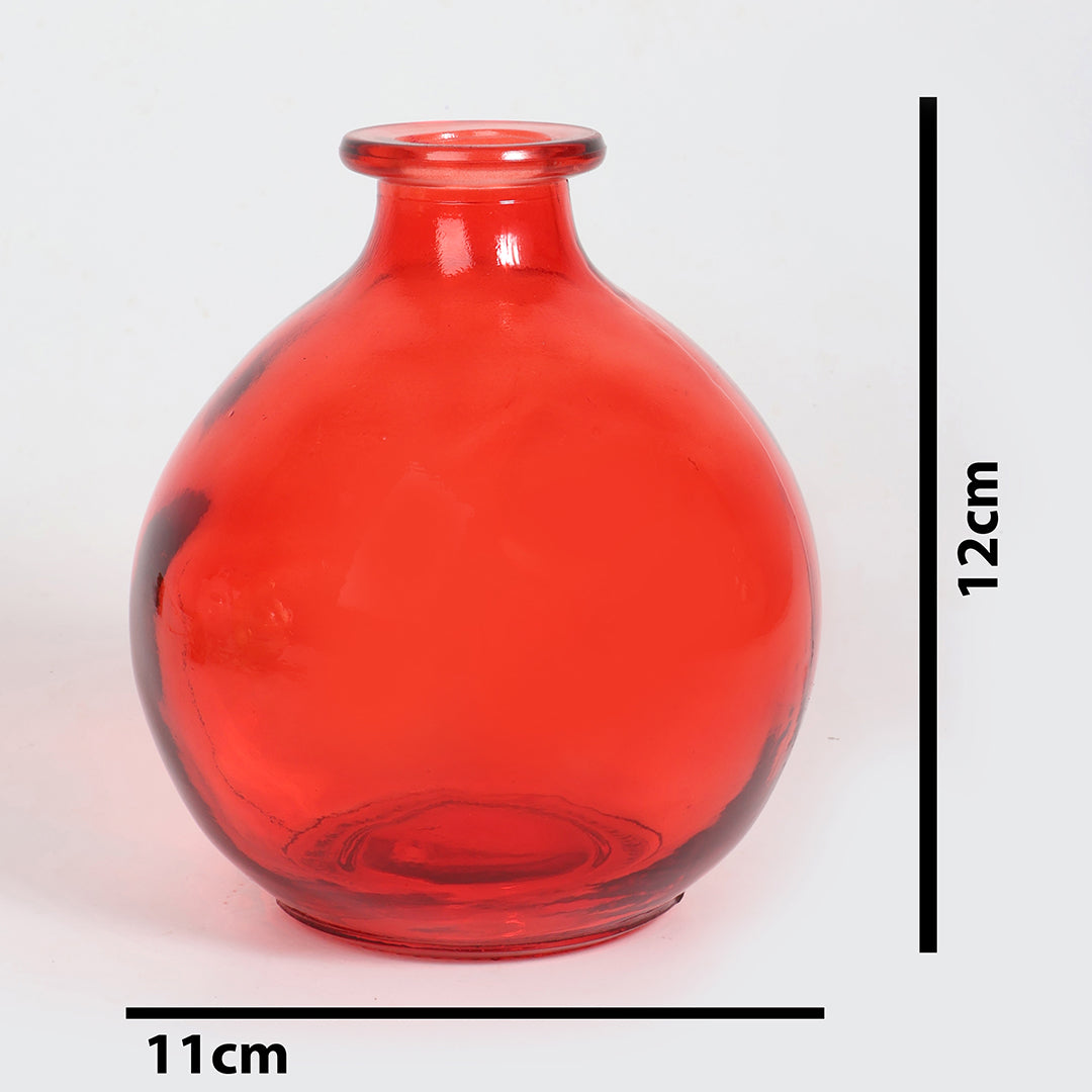 Crimson Blossom Round Flower Vase