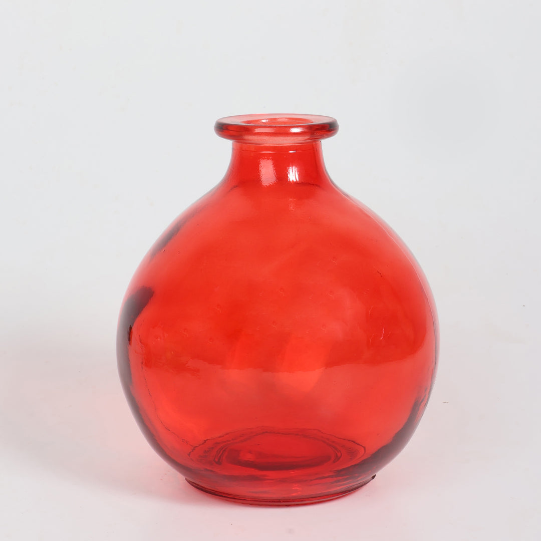 Crimson Blossom Round Flower Vase