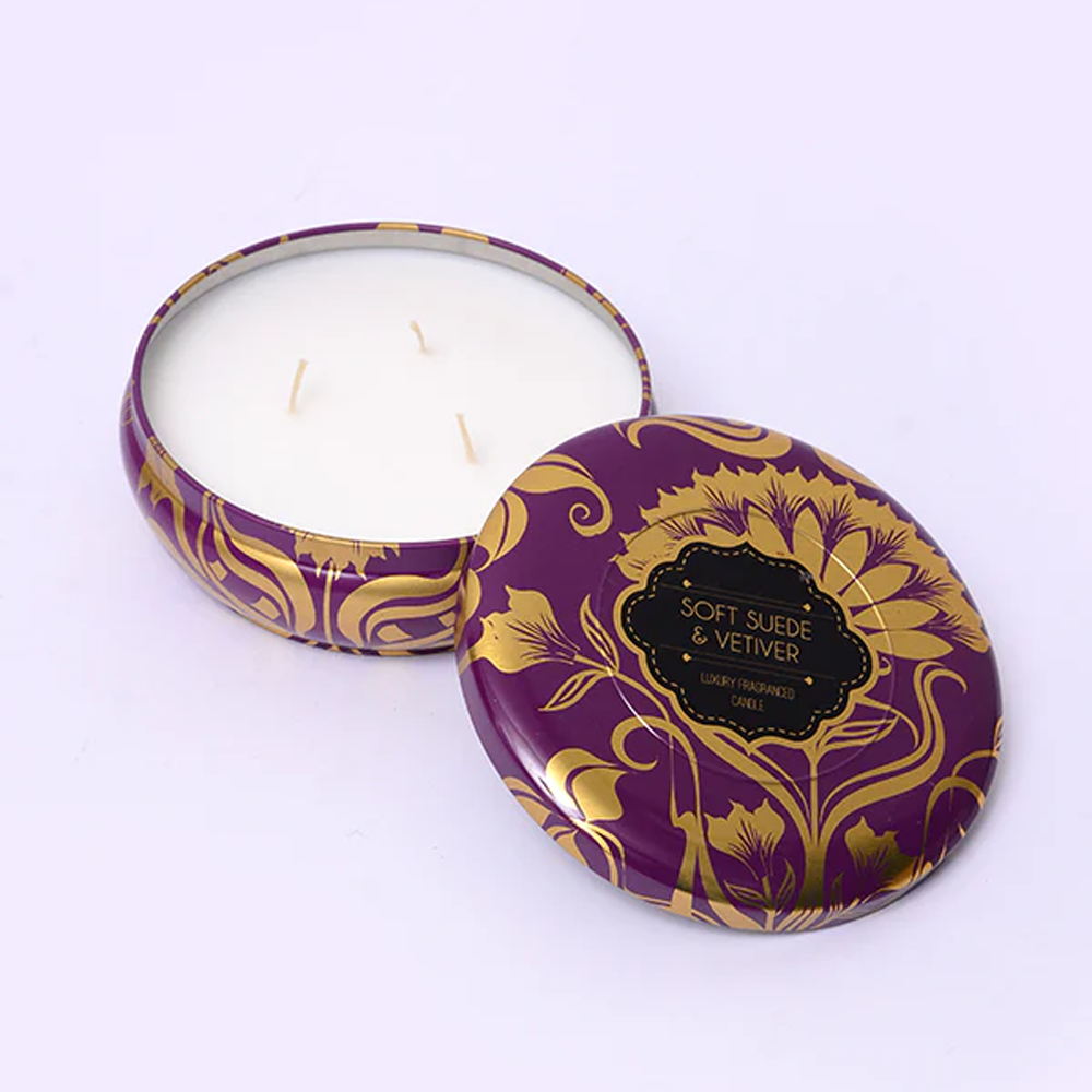 Soft Suede & Vetiver Scented Tin Candle