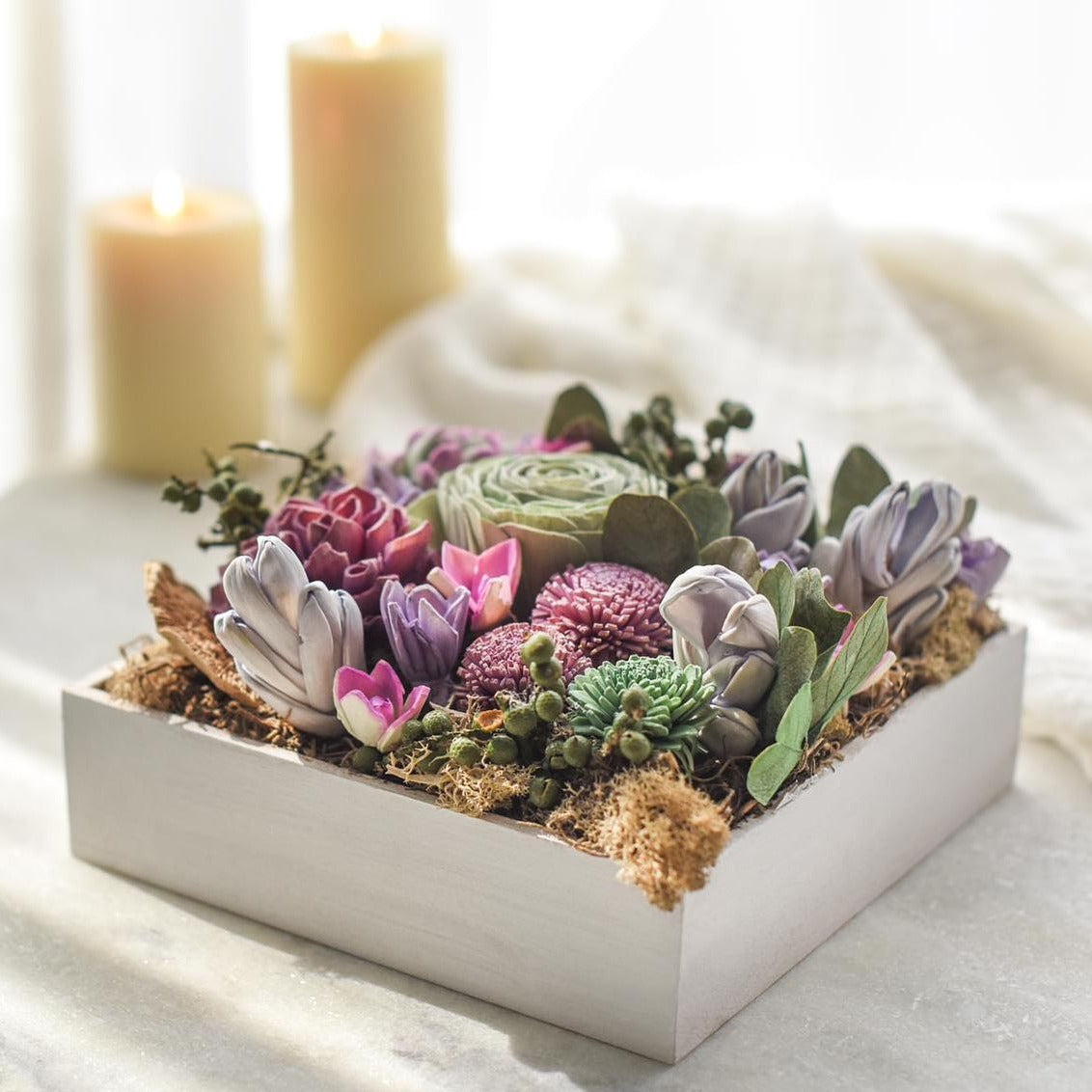 Spring Miracle Table Decor | Dried Flower Centerpiece in MDF Tray | Dry Flower Products for Table Decor