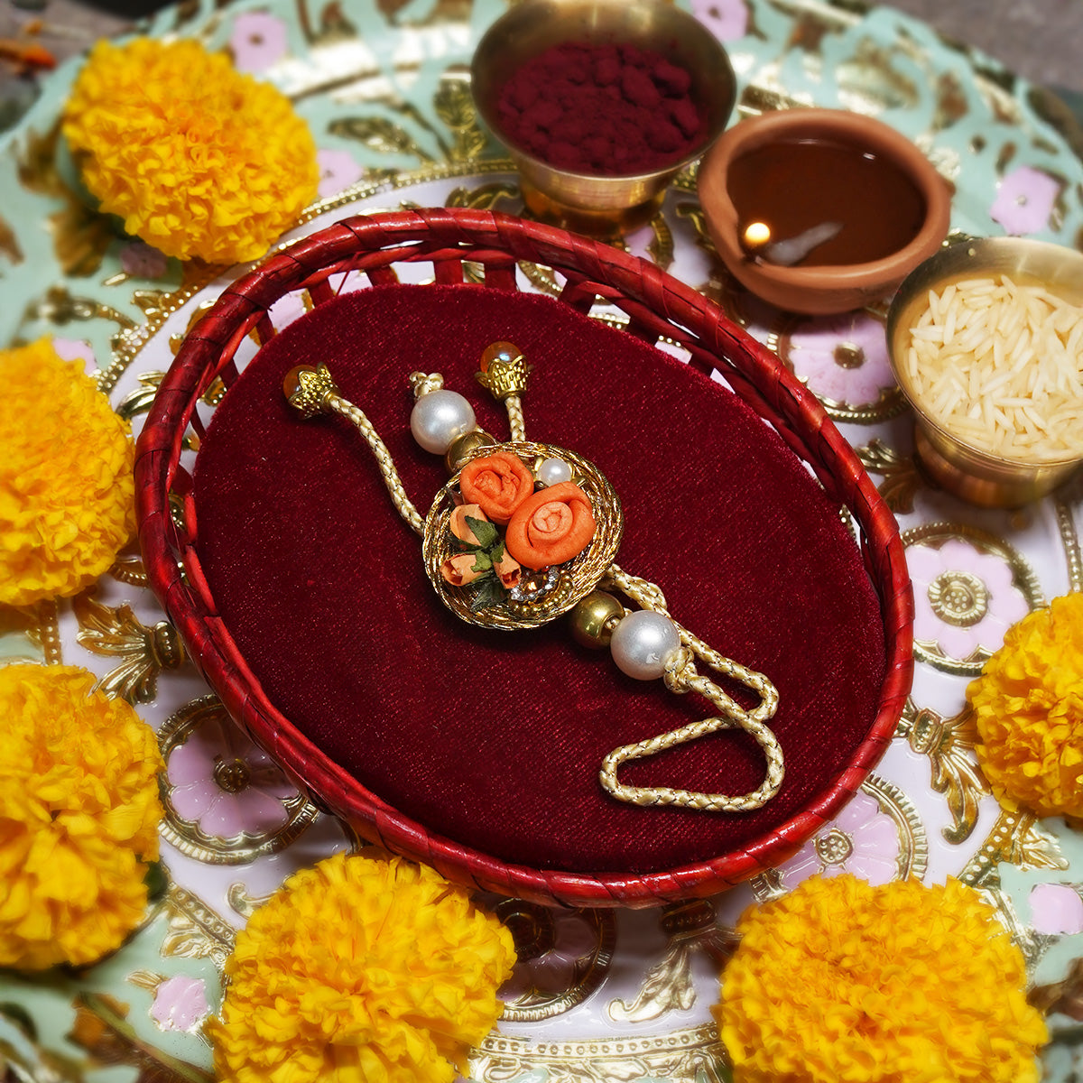 Gulbahaar Tangerine Rakhi - BROTHER