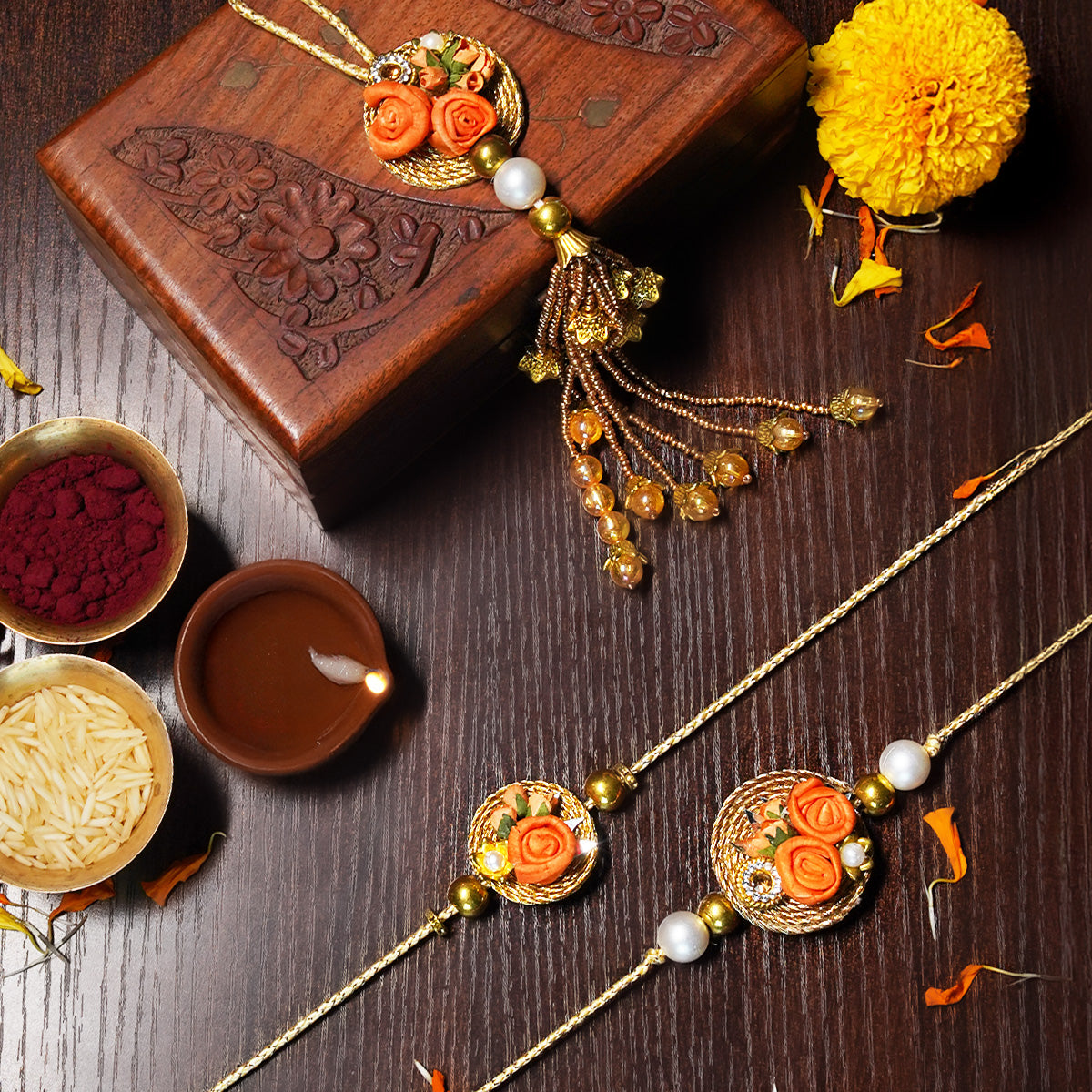 Gulbahaar Tangerine Rakhi - COUPLE