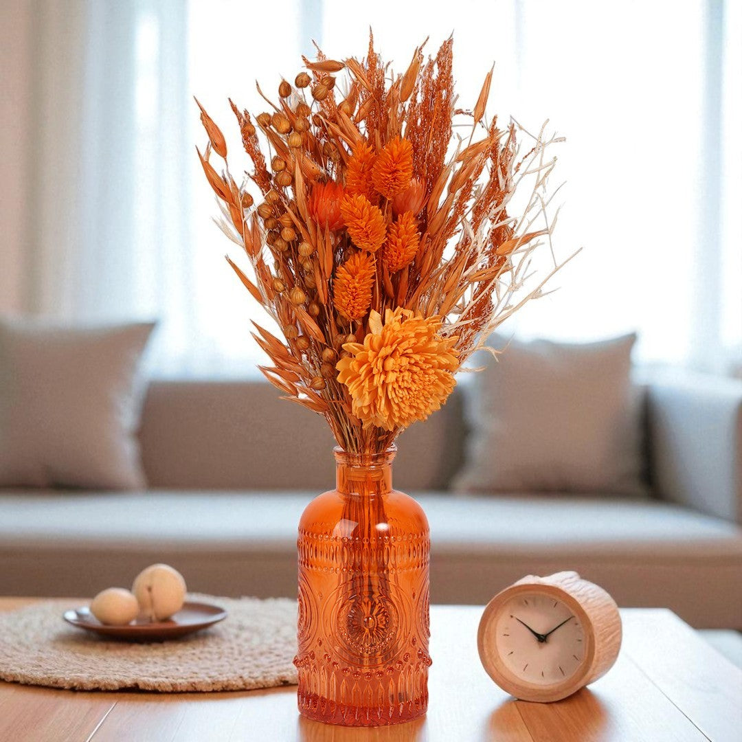 Tangerine Embossed Flower Vase