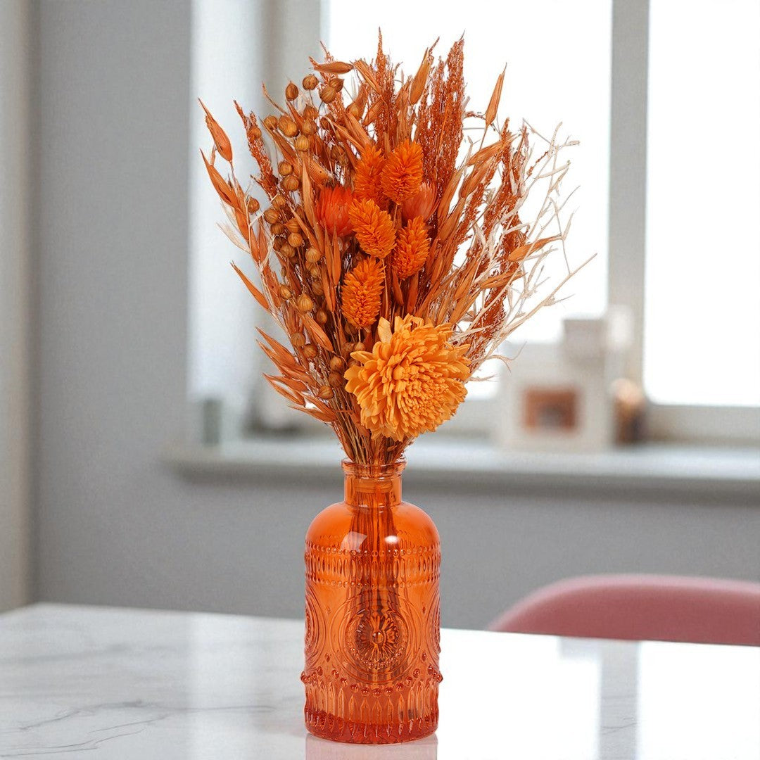 Tangerine Embossed Flower Vase