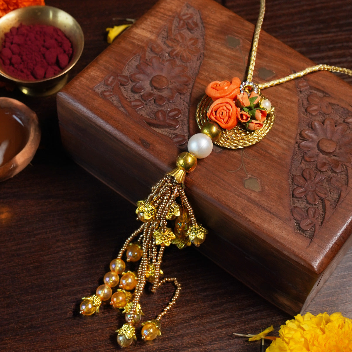 Gulbahaar Tangerine Rakhi - SISTER-IN-LAW