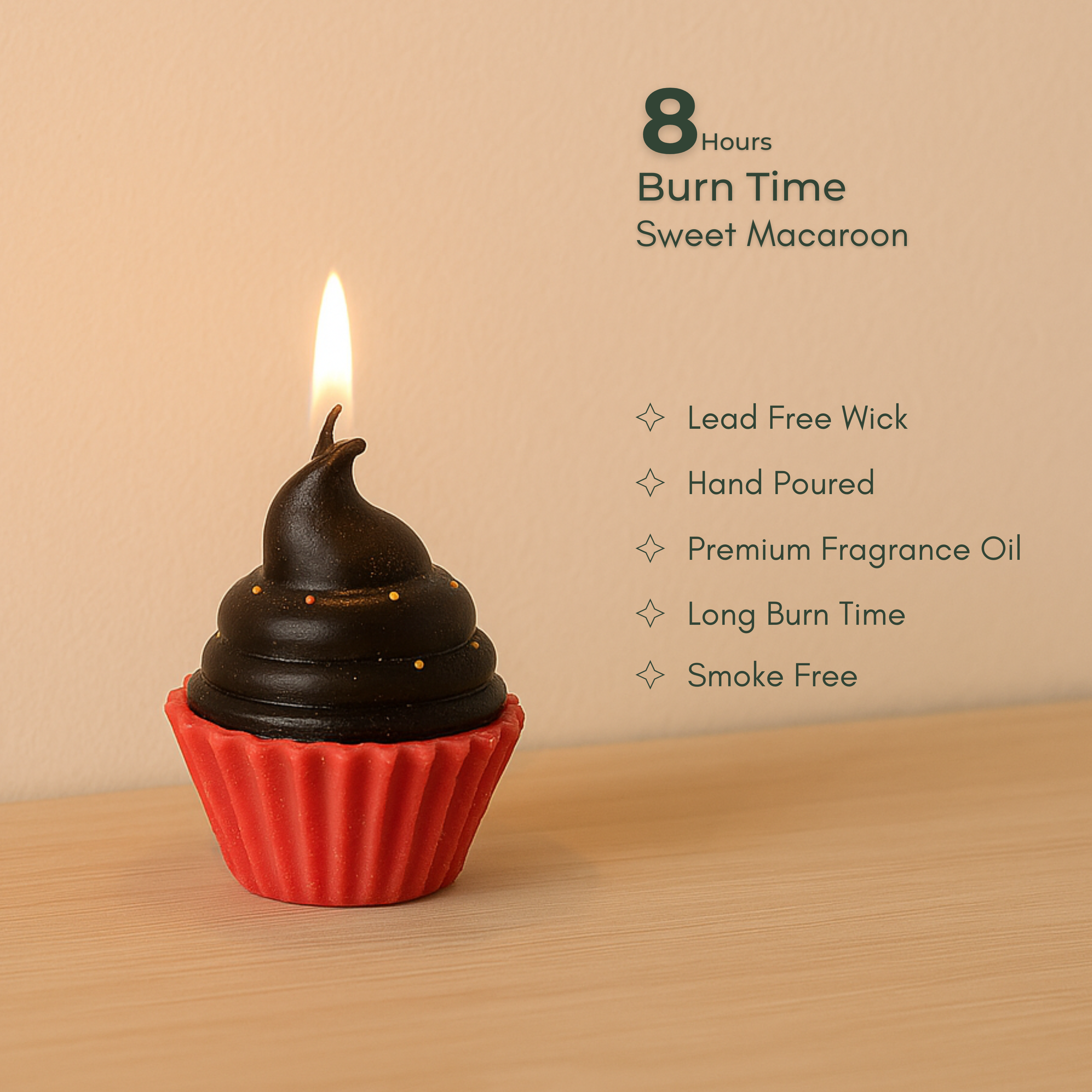 Sweet Macaroon Cupcake Candle