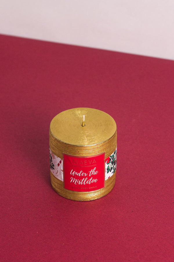 Golden Christmas Pillar Candle