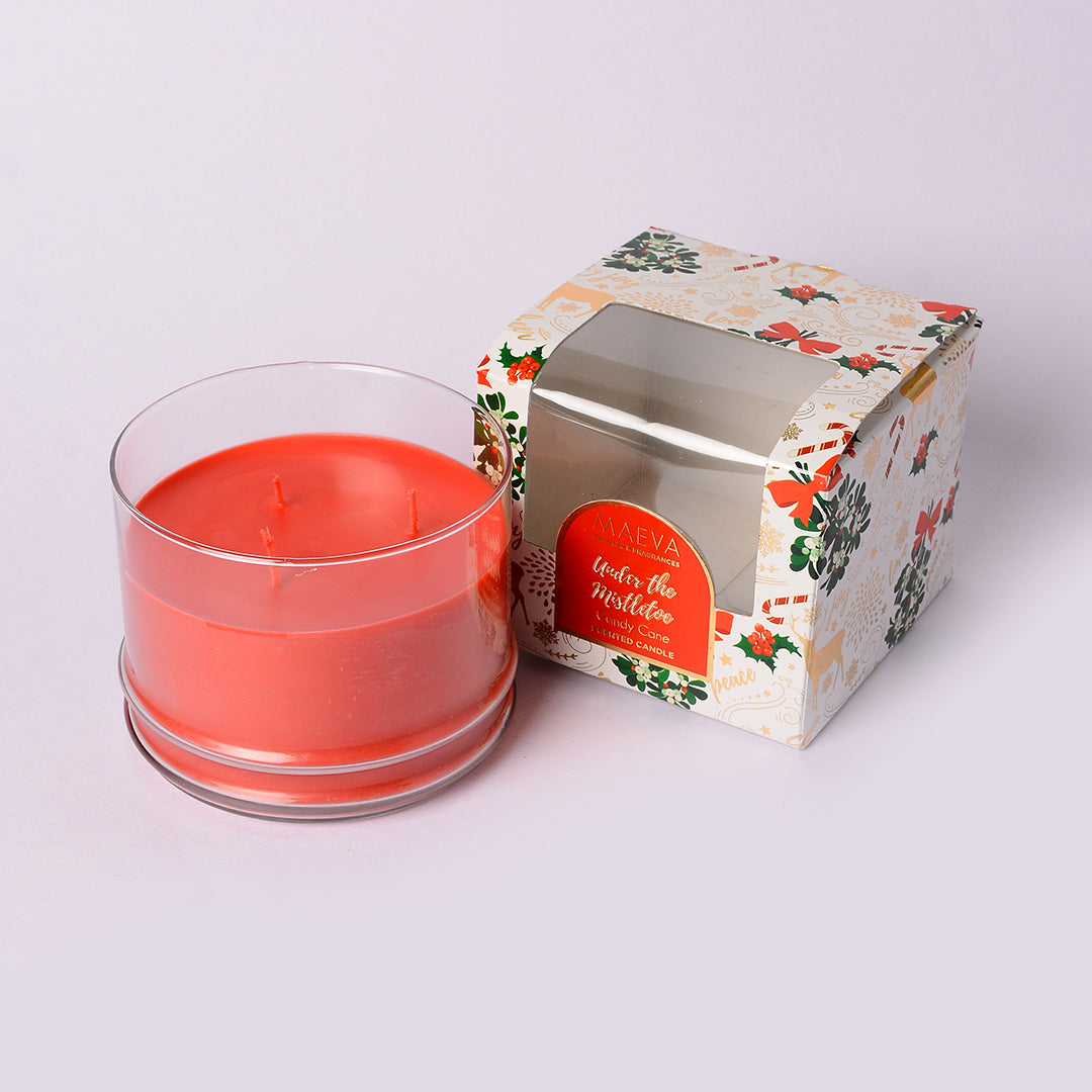 Christmas 3 Wick Candle | Red Candle for Holiday Decor | Shot Glass Three Wick Candle