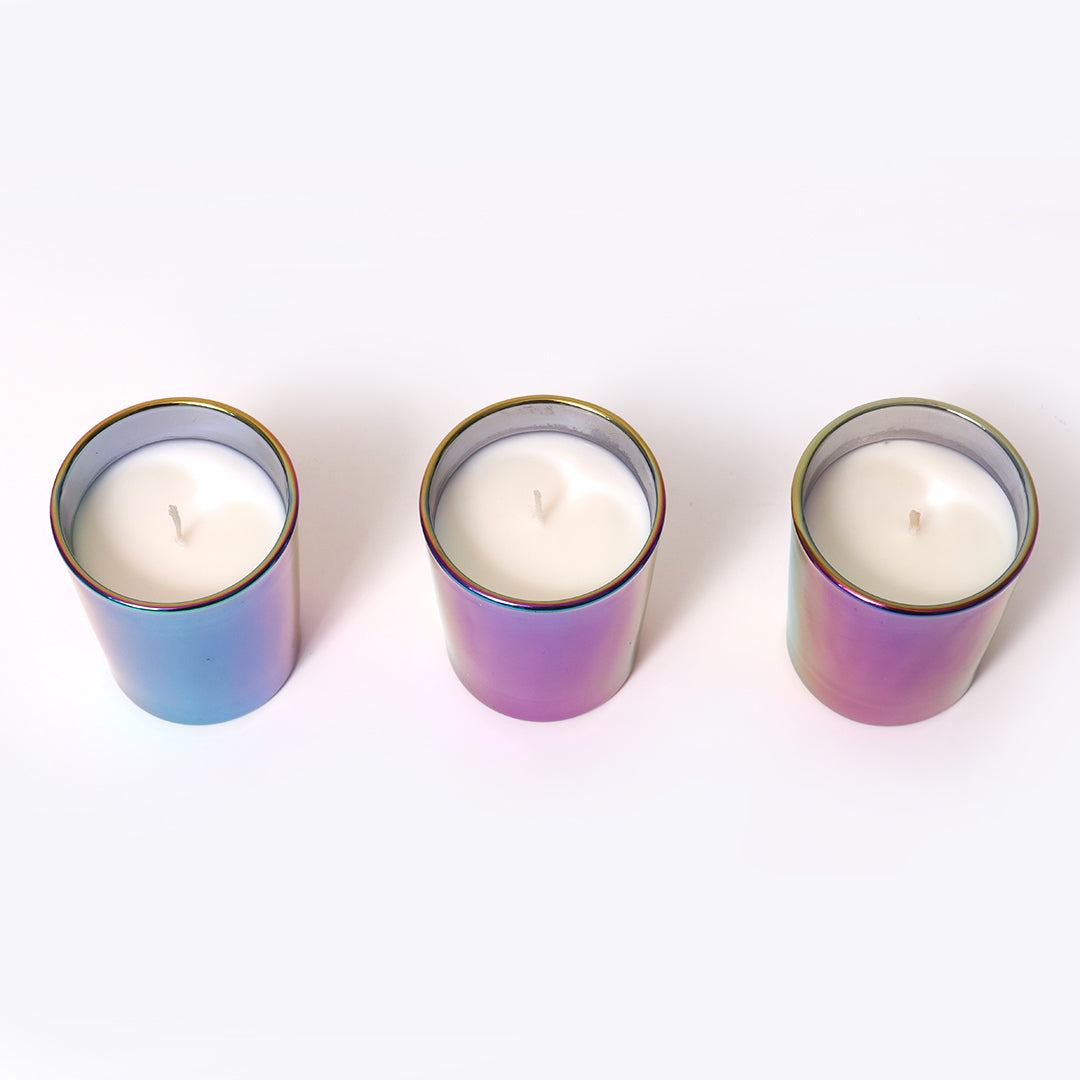 Anagha Iridescent Shot Glass Candle - Pack of 3