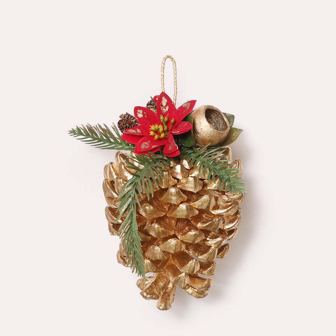 Golden Pine Cone X-mas Ornament