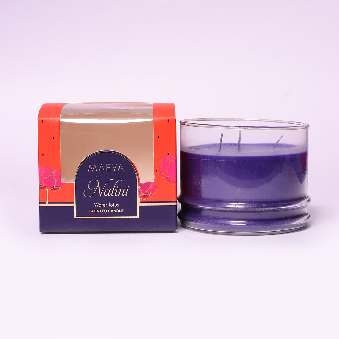 Nalini 3 wick Glass Candle | Colored Candles for Home Decoration | Fragrant Candles for Diwali | Decorative Candles for Diwali