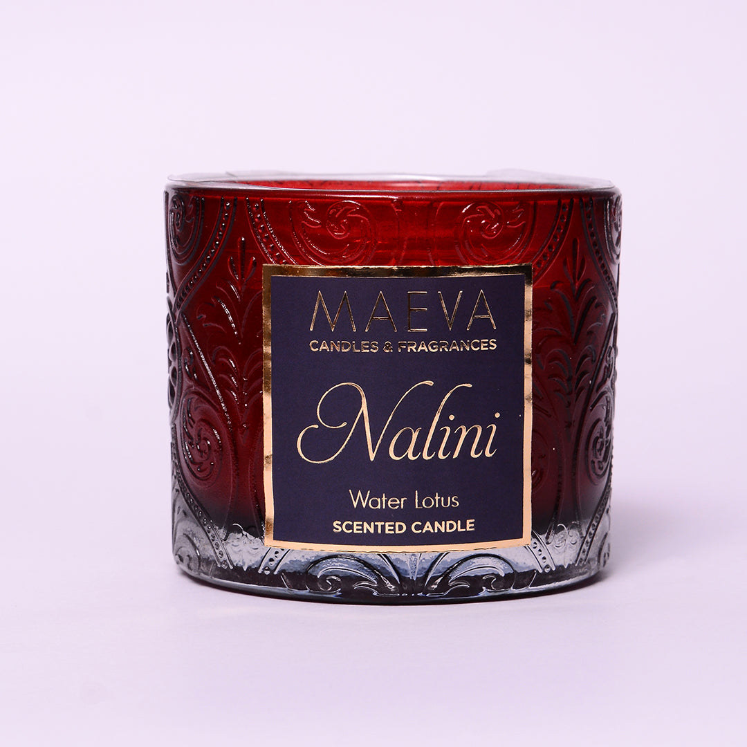 Nalini Embossed Glass Candle | Scented Glass Candle for Diwali Decoration | Premium Scented Diwali Candles