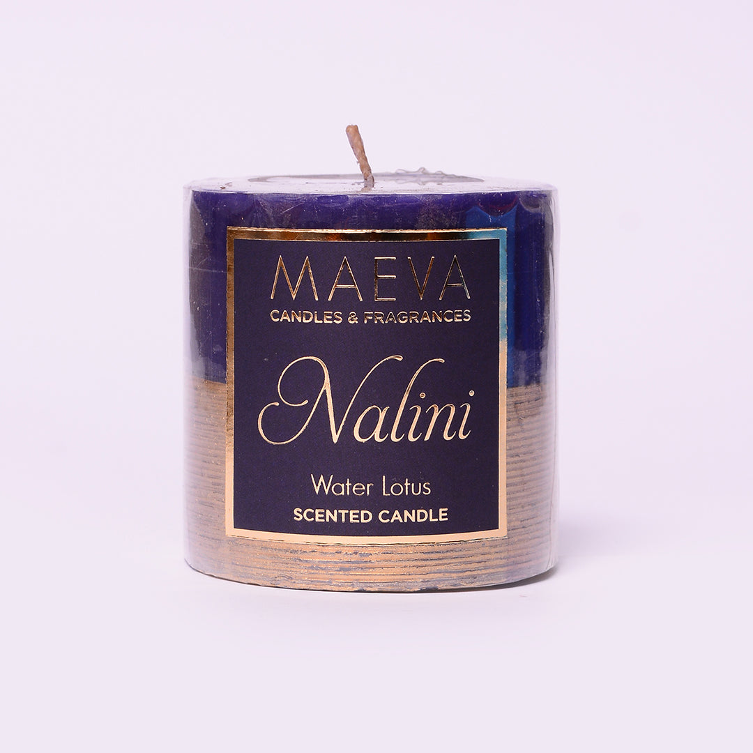 Nalini Purple Pillar Candle - S | Unscented Candles For Diwali | Luxurious Diwali Candles | Small Candles for Home Decoration