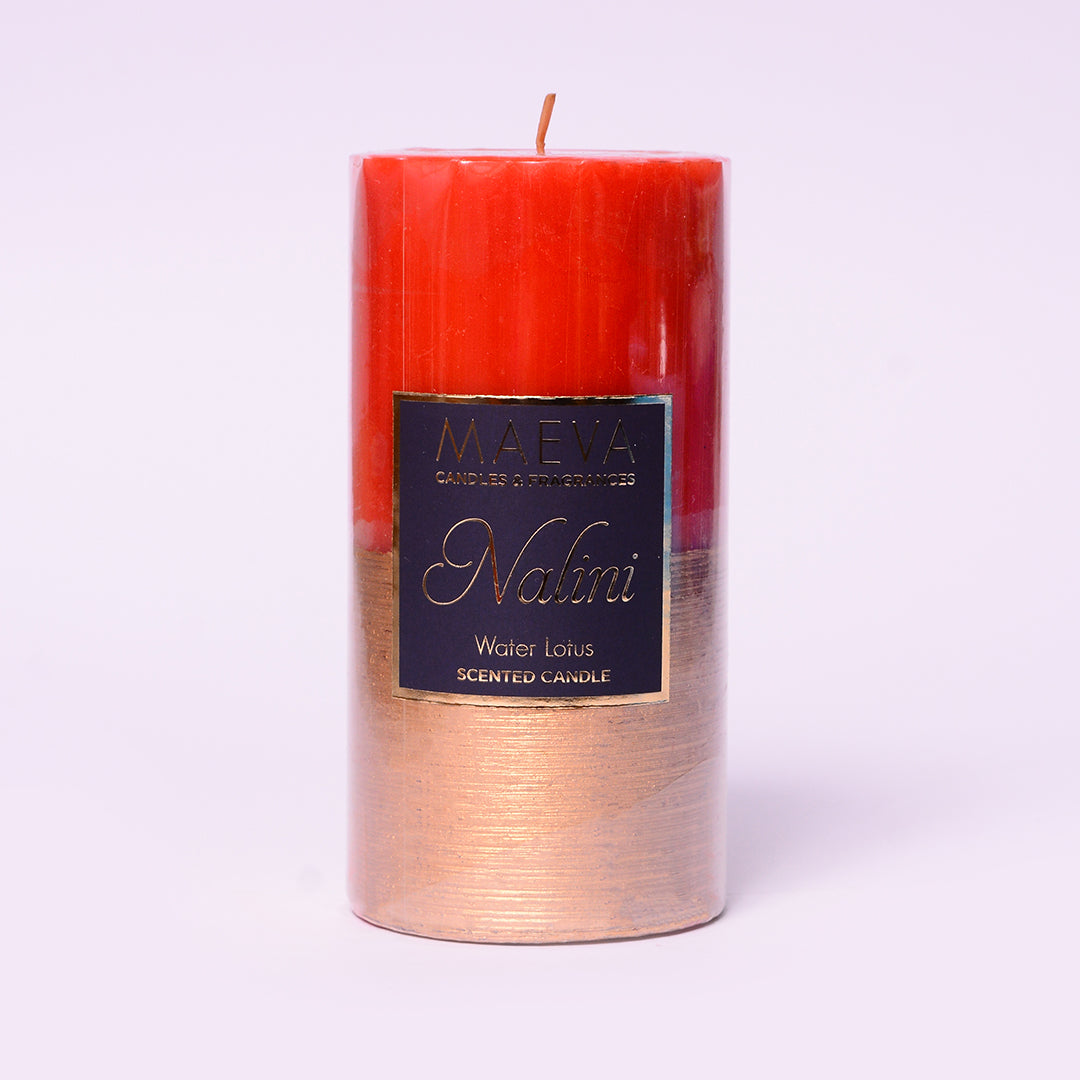 Nalini Red Pillar Candle - L | Large Candles for Diwali Decoration | Red Colored Candles for Home & Festive Decor