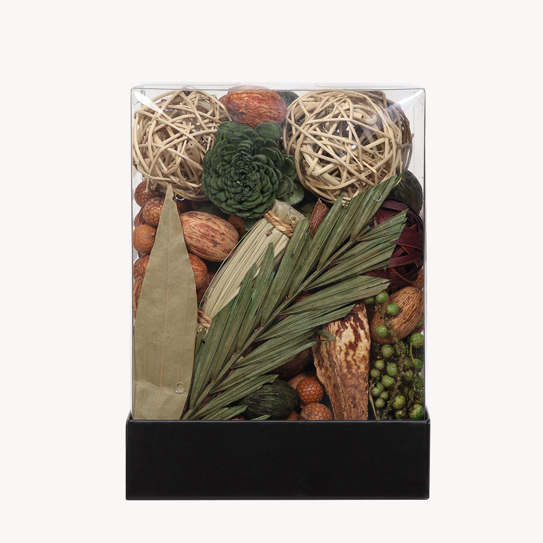 Sage Teakwood Acetate Potpourri | Scented Potpourri Mix of Dried Petals, Green Leaves, Cane Fruit