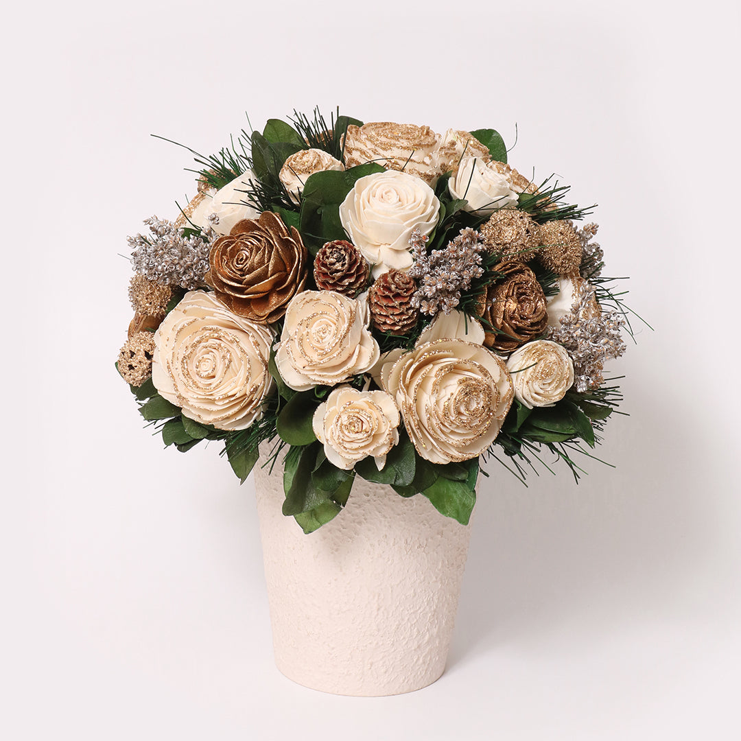 Beige & Gold Flower Pot