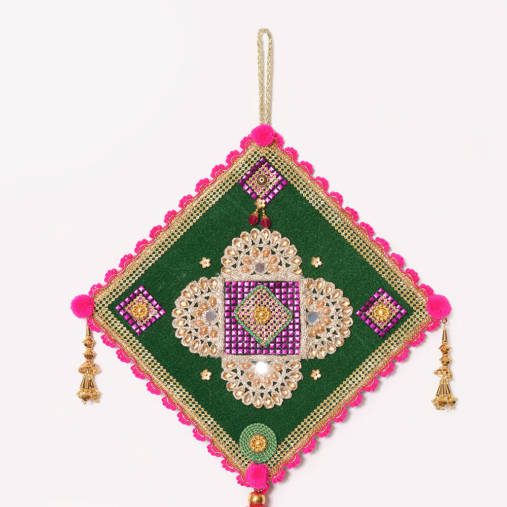 Embellished Green Door Hanging - Set of 2