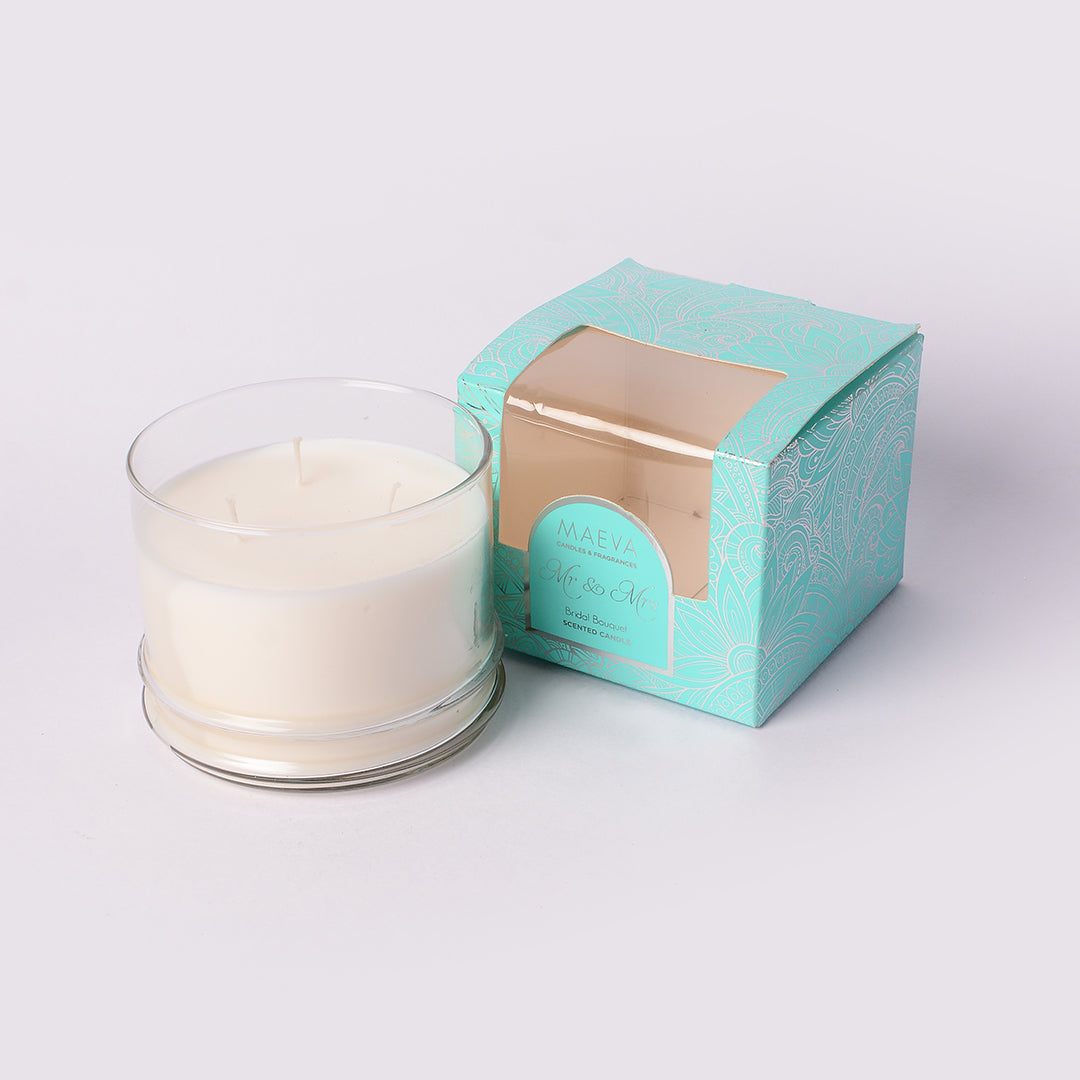 Wedding 3 Wick Glass Candle | Luxury Candle for Wedding Ceremony | Scented Candle for Wedding Gift | White Wax Candle for Wedding Party