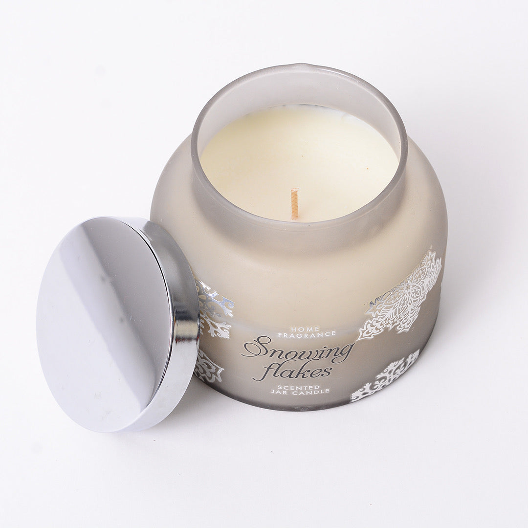 Silver Snow Flake Candy Jar Candle