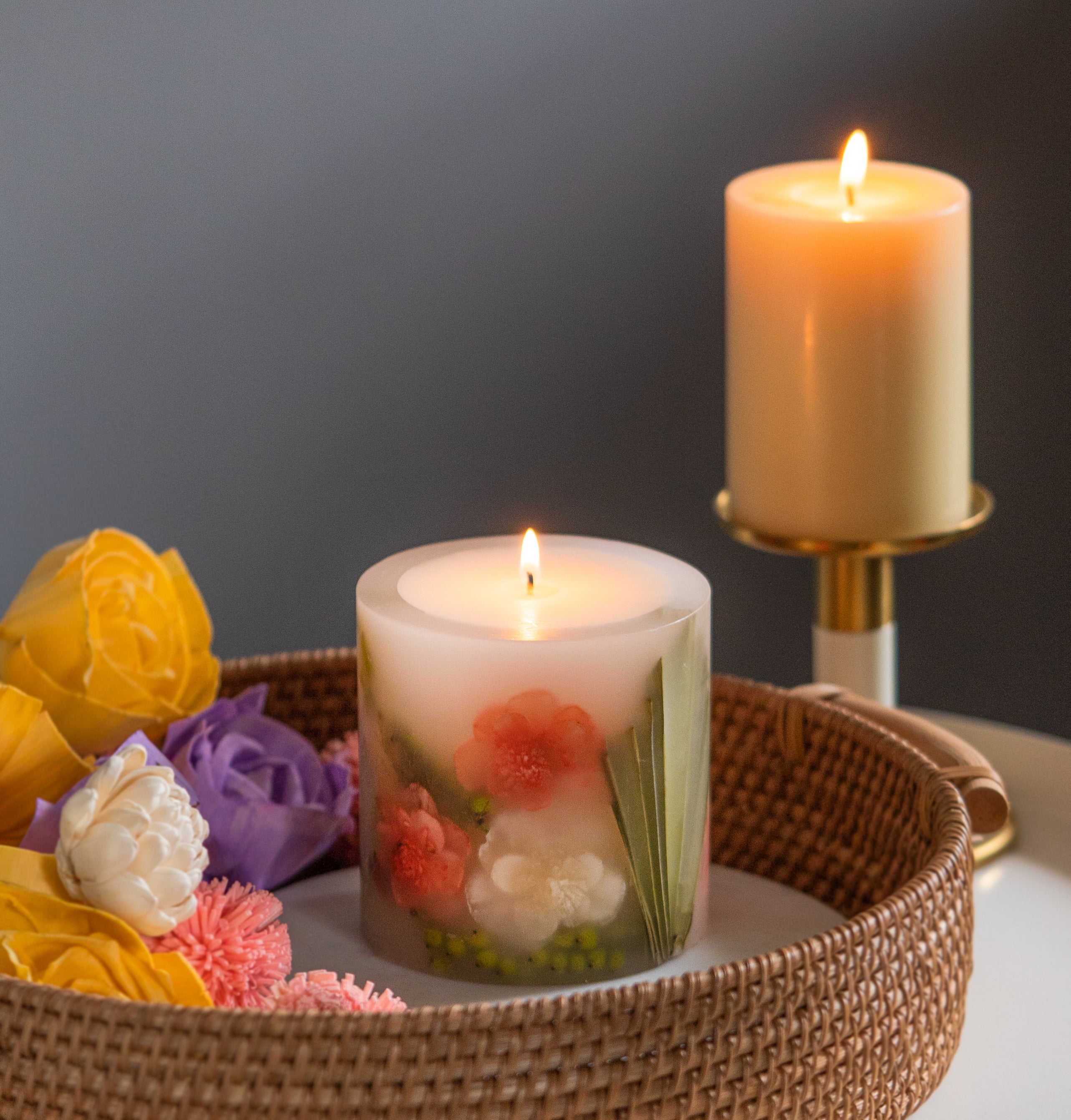 Scented pillar candle for home decor and fragrance