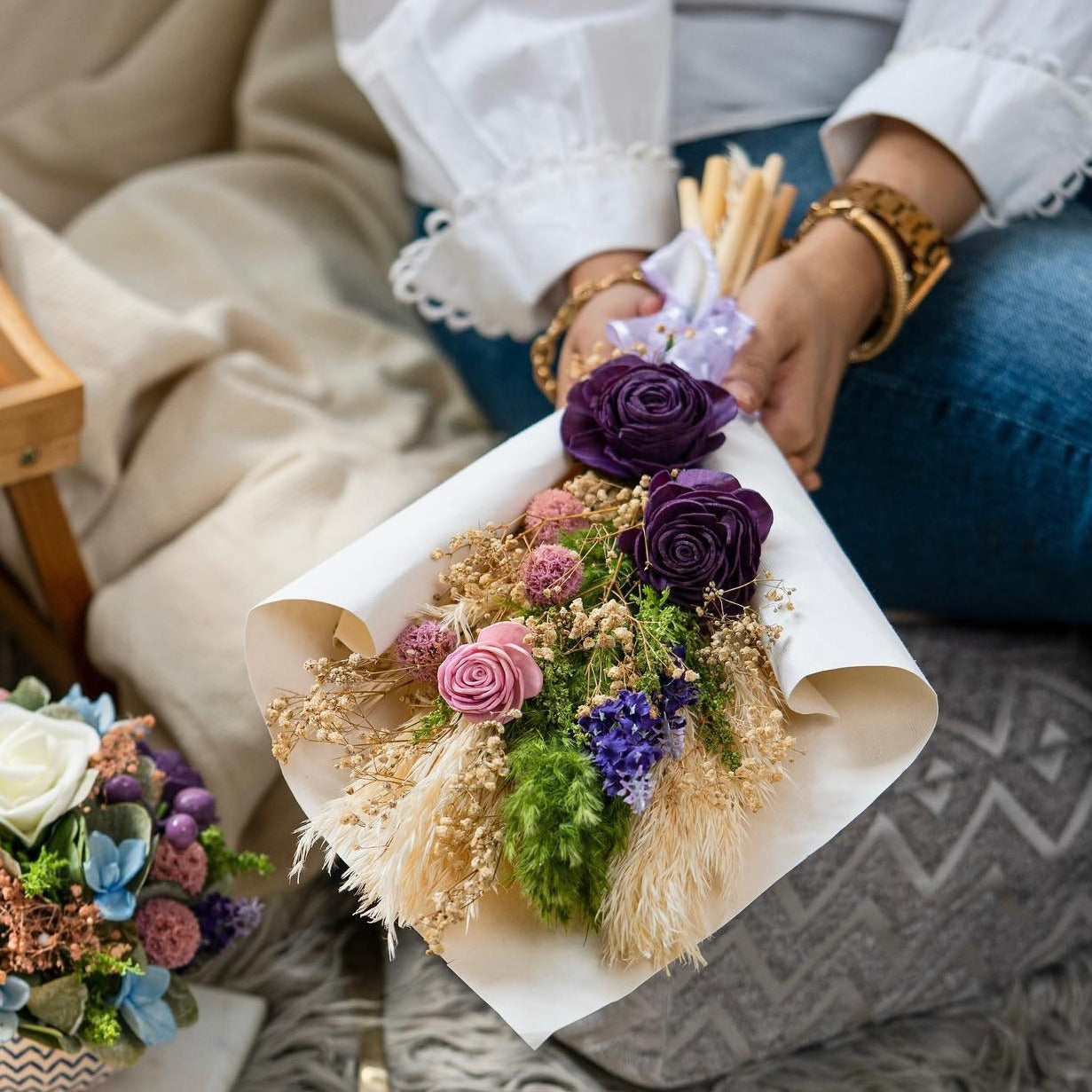 Lavender Hand-Tied Bouquet | Handcrafted Flowers | Hand bookey