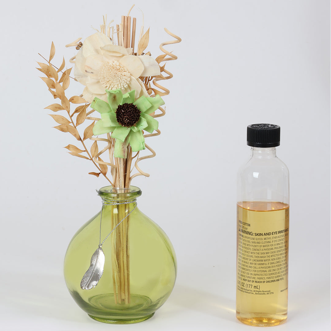 Botanical Diffuser - Fresh Cotton | Diffusers for Home Fragrance with Flower & Sticks | Aromatherapy Diffusers