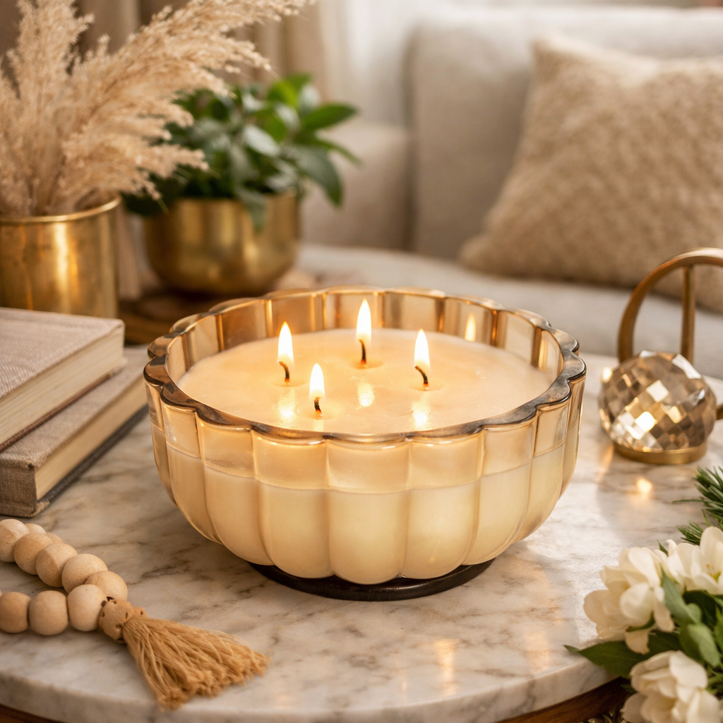 Warm Spiced Scalloped Candle