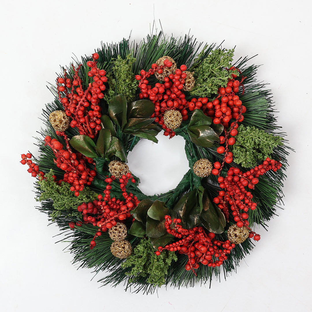 Christmas Wreath for Festive Decor | Dried Flower Red Berries Wreath for Holiday Decor