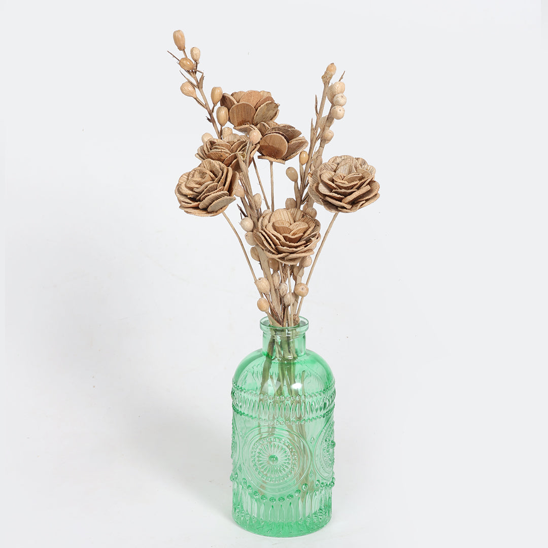 Embossed Flower Vase- Emarald