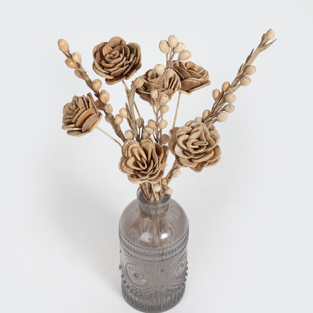 Embossed Flower Vase- Grayscale