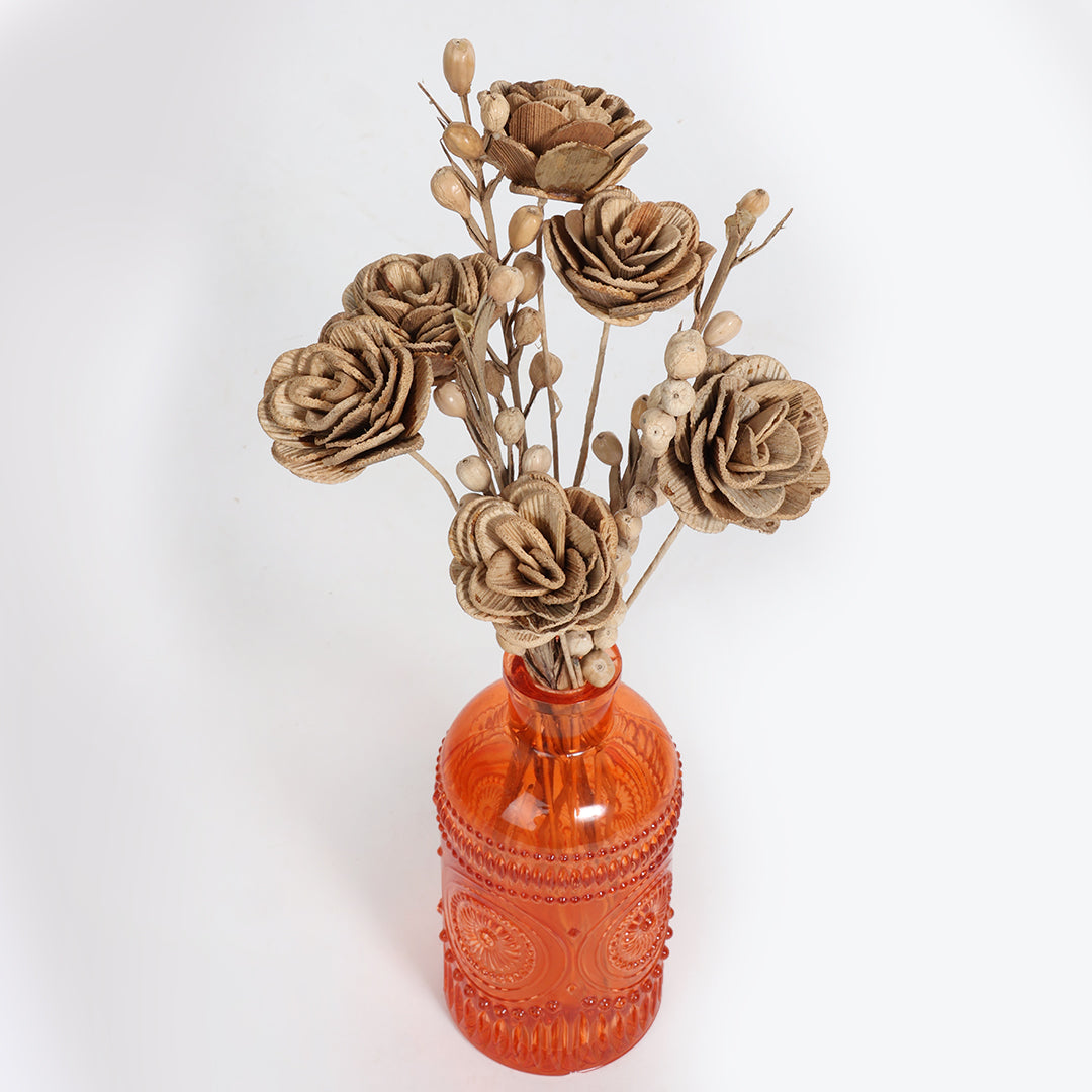 Embossed Flower Vase-Tangerine